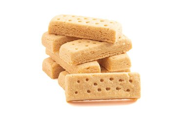 Classic Sweet Rectangular Butter Shortbread Isolated on a White Background