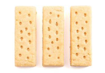 Classic Sweet Rectangular Butter Shortbread Isolated on a White Background