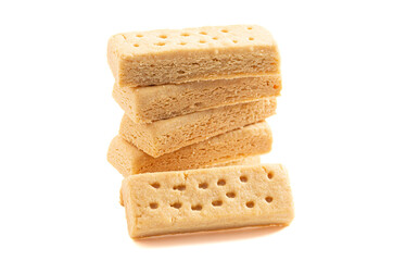 Classic Sweet Rectangular Butter Shortbread Isolated on a White Background