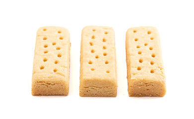 Classic Sweet Rectangular Butter Shortbread Isolated on a White Background