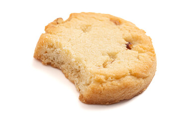 Sweet Round Pecan Butter Shortbread Cookies Isolated on a White Background