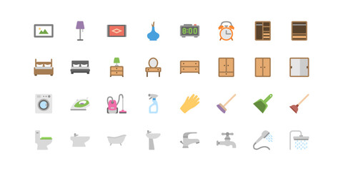 Household furniture vector flat icons