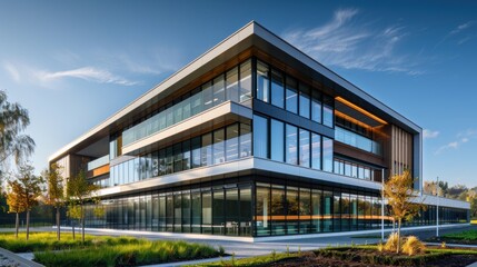 Obraz premium Modern Office Building with Glass Facade
