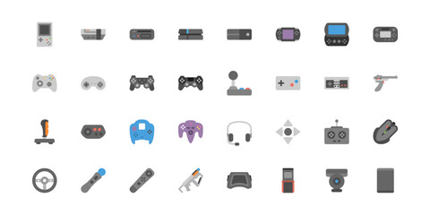 Game icons: vector set of console gaming