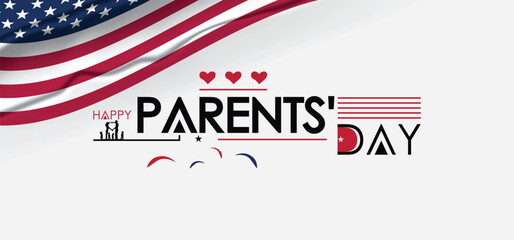 Obraz premium Parents' Day joy with an American flag in the background