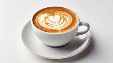 Hot coffee latte art isolated on white background