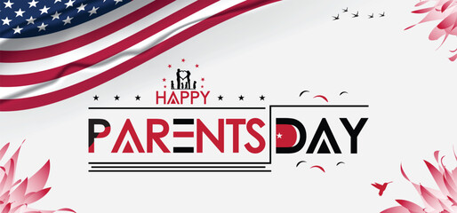 American flag backdrop for joyful Parents' Day