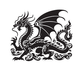 dragon vector art graphic resources silhourtte vector style, white background