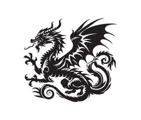 dragon vector art graphic resources silhourtte vector style, white background