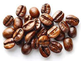 Granos de caf&eacute; sobre fondo blanco