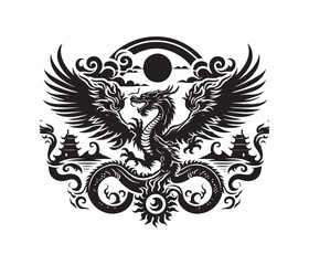 dragon vector art graphic resources silhourtte vector style, white background