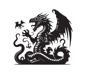 dragon vector art graphic resources silhourtte vector style, white background