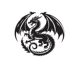 dragon vector art graphic resources silhourtte vector style, white background