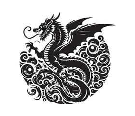 dragon vector art graphic resources silhourtte vector style, white background