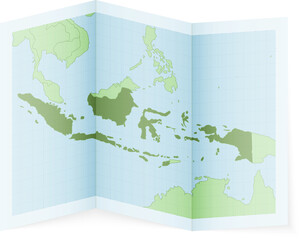 Folded map of Indonesia