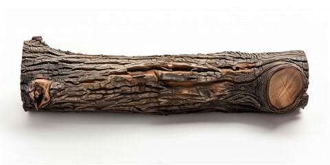 Fototapeta premium Single Wooden Log On White Background