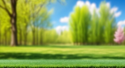 Green grass field displaying lush green park scenery background
