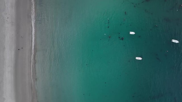 Puerto pesquero de Laxe en Coru&ntilde;a a vista de drone