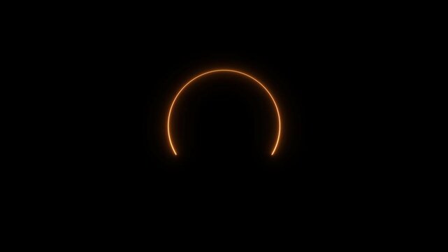  circle animation neon light on black background.