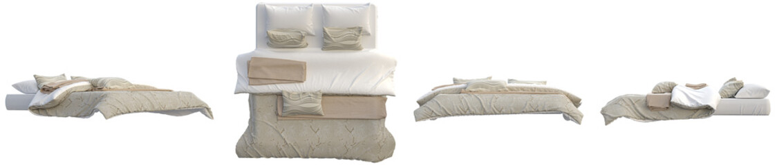 Classic bed Interior decoration set in 3d rendering