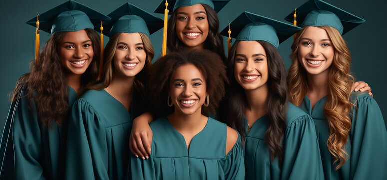 Lors de la remise des dipl&ocirc;mes, des &eacute;l&egrave;ves souriants en robes noires c&eacute;l&egrave;brent leur r&eacute;ussite, leurs bouchons en l'air, partageant le bonheur de cet accomplissement.