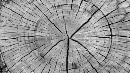 Fototapeta premium Warm Gray Cut Wood Texture, Detailed Black and White