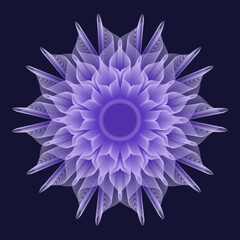 Isolated abstract guilloche flower. Isolated fantastic flower. Mandala. Fluorescent flower. Neon sign. Shimmering neon. Vector Mandala isolated. Vector illustration.