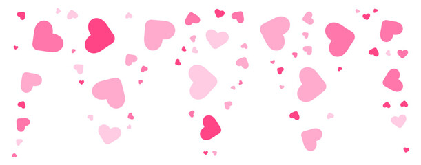 Pink hearts corner particles. Vector illustration.	