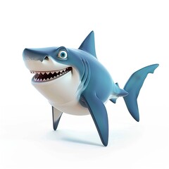 Fototapeta premium Shark 3D cartoon isolated whitebackground 