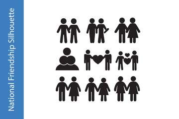 National Friendship Day Silhouette Set