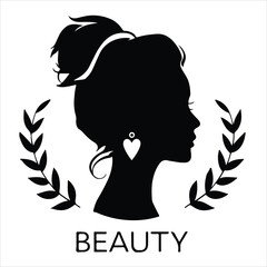 beauty salon logo silhouette vector art illustration