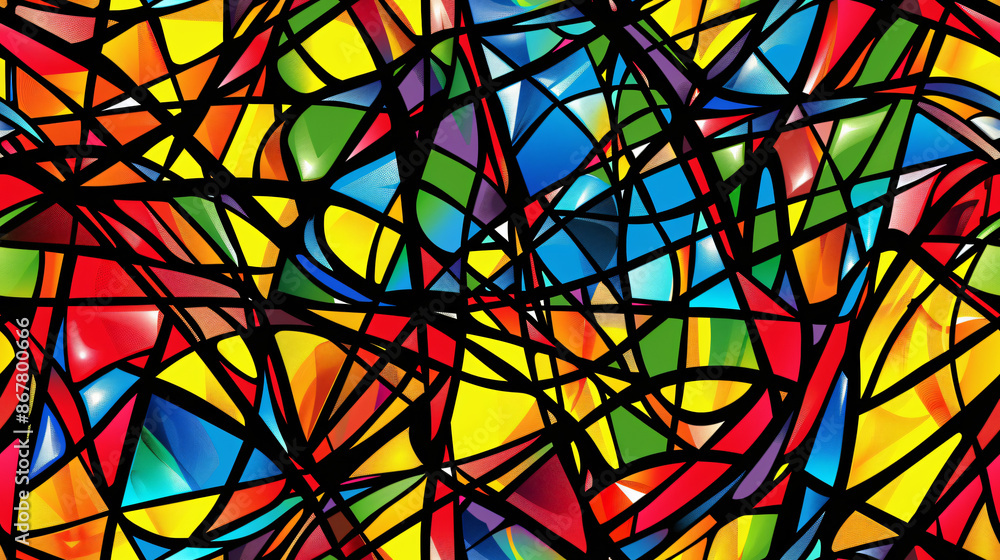 Aufkleber lively and vivid abstract geometric pattern with echoes of stained glass windows
