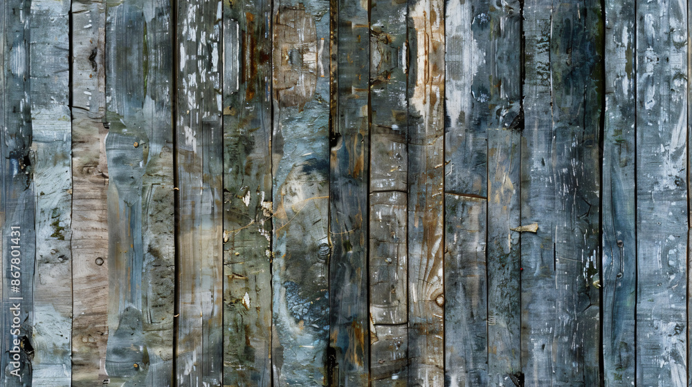 Poster rustic background texture of old weathered wooden planks forming a fence