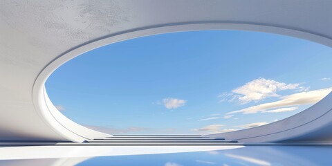  surreal white minimal architecture background with geometric shapes, abstract fantastic design , landmark futuristic panoramic, futuristic scene 