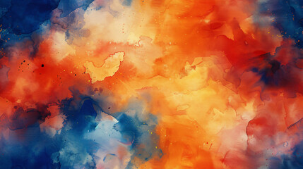 Abstract background showing watercolor mixing together in red orange and blue hues