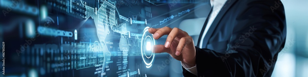 Aufkleber digital payments: businessman touching the digital payments icon and global technological networking