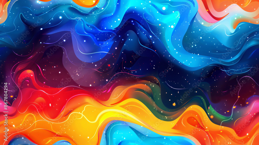 Poster Vibrant swirling colors in abstract background create a mesmerizing visual experience
