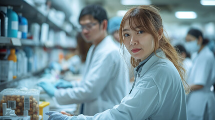 A telephoto angle image of medical professionals and volunteers at an Organ Donation Day information booth, distributing pamphlets and answering questions, environmental scientists