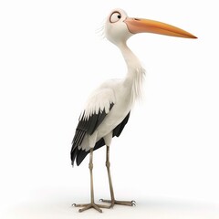 Fototapeta premium Stork 3D cartoon isolated whitebackground 