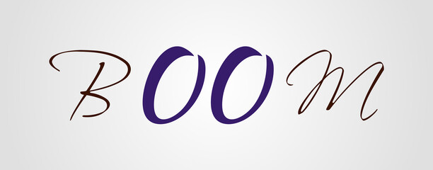 Parola BOOM  con sfondo colorato gradiente