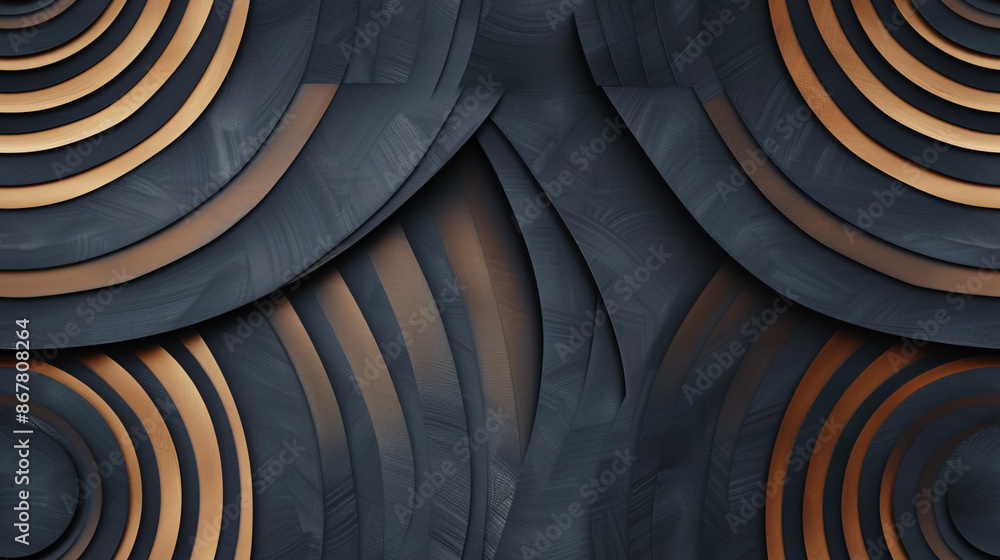 Poster 3d render of a luxurious black and gold abstract background