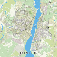 Obraz premium Voronezh, Russia map poster art