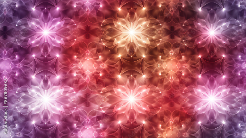Poster Bright and colorful floral and star pattern on festive abstract background