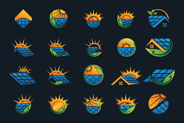 Set bundle solar logo design vector collection with unique element idea