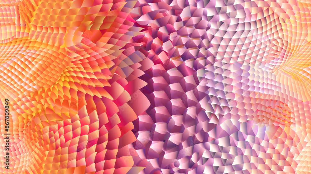 Poster Textured pattern with scales effect in pink and orange color palette creates abstract background