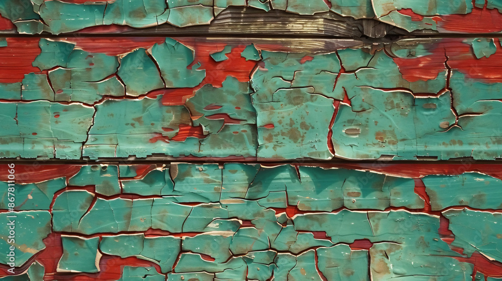 Poster old cracked paint on a wooden surface showing a beautiful distressed texture, perfect as a backgroun