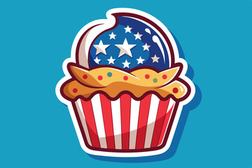 American 4th-july sticker cupcake vector illustration