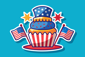 American 4th-july sticker cupcake vector illustration