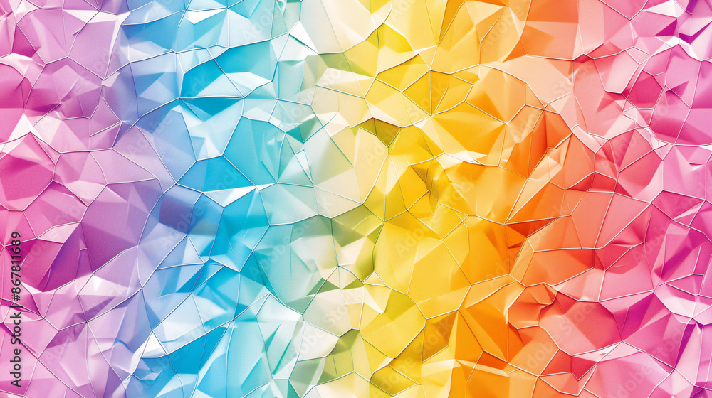 Poster abstract low poly surface with seamless 3d rainbow colored geometric background illustration