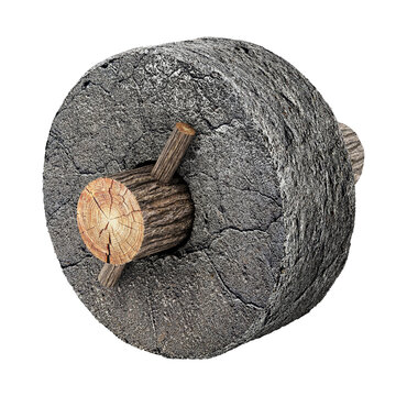 Stone wheel isolated on transparent background. 3D illustration